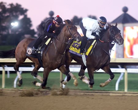 Golden Tempo (inside) works Oct. 23 at Keeneland
