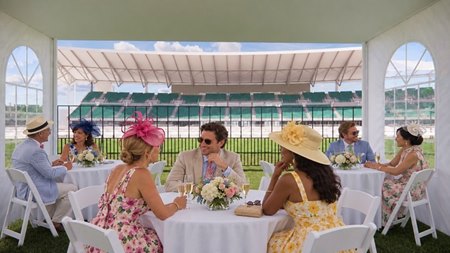 A rendering of the view from the new Infield Turf Cabanas at Churchill Downs