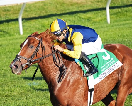 Sister Troienne wins the Valley View Stakes at Keeneland