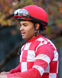Saez after winning the Myrtlewood Stakes at Keeneland