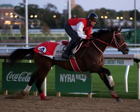 Forever Young breezes at Belmont Park