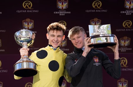 Champion jockey Billy Loughnane (left) and champion apprentice jockey Jack Callan