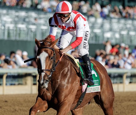 Fully Subscribed wins the Spinster Stakes at Keeneland